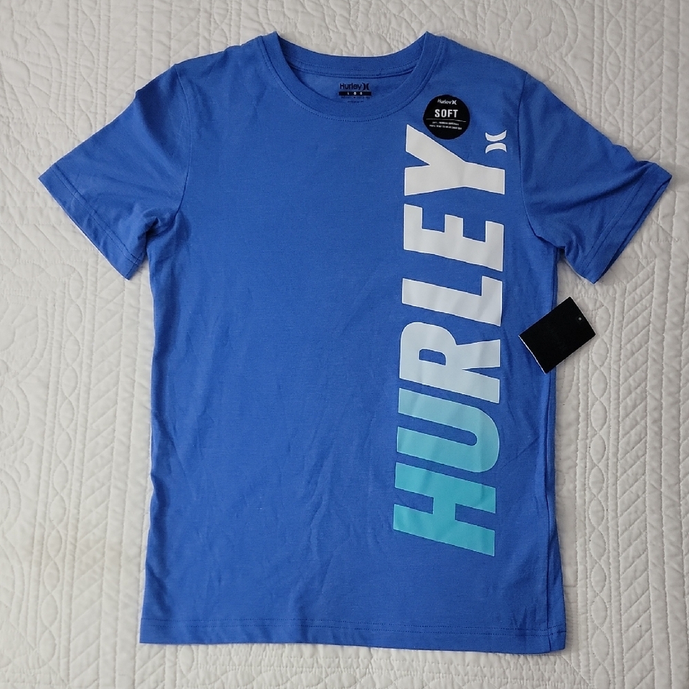 Hurley Kids Pacific Blue Heather Graphic T-Shirt Size Large